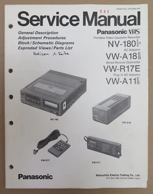 Panasonic NV-180 VW-A18 R17E A11 Videorecorder Original Service Manual Englisch - Bild 1 von 4