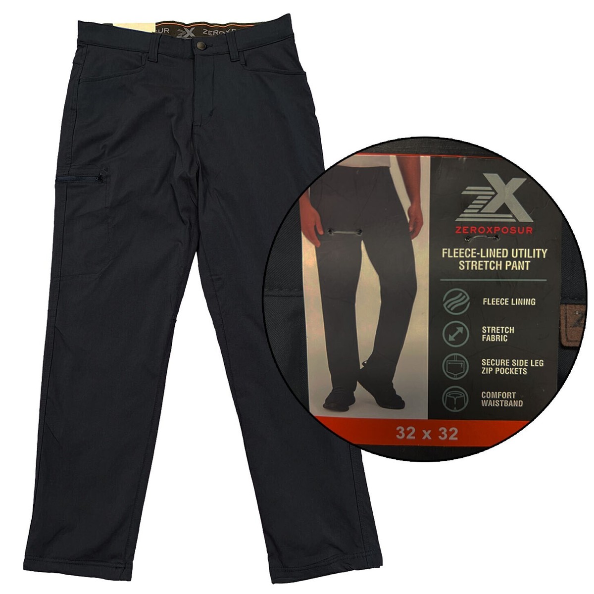 Zeroxposur Men's Black Pant Fleece-Lined Utility Stretch Zeroxposur Men's Black Pant Fleece-Lined Utility Stretch