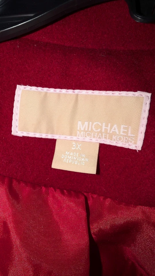 Michael Kors Red Belted Coat New Size US 3x Wool Blended $79.95 - Image 4 of 4