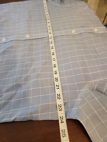 Men's Long Sleeve Shirt Charles Tyrwhitt 17/35 Blue Yellow Squares Non Iron Slim - Picture 7 of 9
