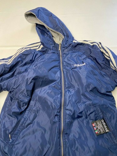 Boys ADIDAS Blue/Gray Vintage Hooded Full Zip Reversible Jacket Sz XL - Picture 2 of 6