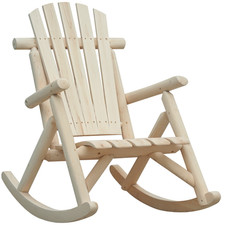 Outsunny Sedia a Dondolo da Giardino, Stile Adirondack in Legno 66x96x98cm