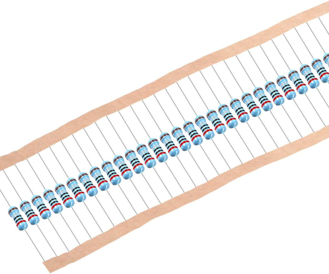 50Pcs 2 Ohm Resistor, 1/2W 1% Tolerance Metal Film Resistors, Lead, 5 Bands for