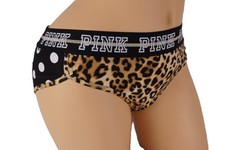 .VICTORIA'S SECRET PINK COTTON MESH HIPSTER BANDED LOGO TRIM PANTY L