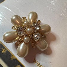 Vintage JOAN RIVERS Faux Pearl & Rhinestone Mogul Brooch