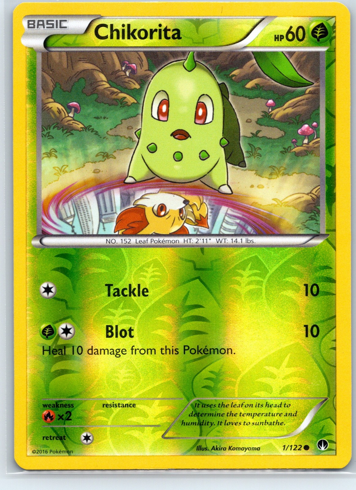 Chikorita Common XY - BREAKpoint Reverse Holo 1/122 Pokemon Card NM