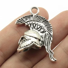 4PCS Antique Silver Tone Metal 3D Helmet, Warrior Helmet Charm Pendant GGS481