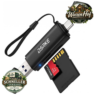 SD Kartenleser USB C Dual Slot USB 3.0 Micro SD Adapter Schwarz für PC Laptop