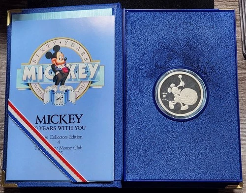 Proof Silver 1988 The Mickey Club House 1955 Round 1 oz w/ Box & COA