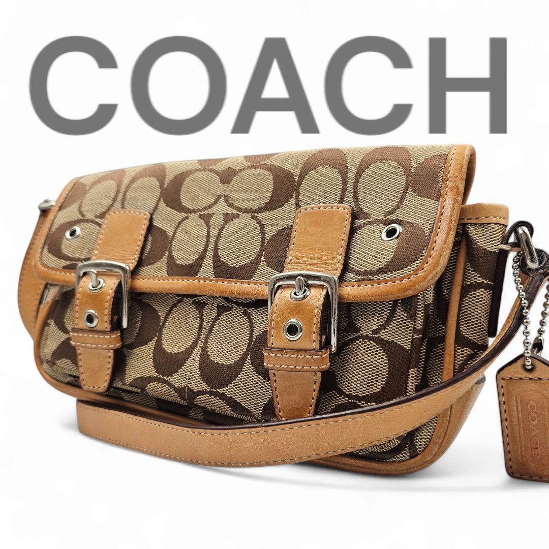 Coach Signature Canvas Shoulder Bag in Beige Authentic I0708494