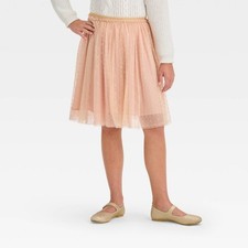 Girls Gold Embroidered Holiday Skirt - Cat Jack Coral Size X-Large