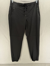 Eddie Bauer Jogger Pants Womens L Black Outdoor Travel Stretch Zip Pockets