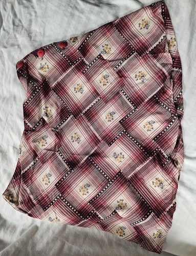 Vintage 90's Grunge Plaid Patchwork Wrap Miniskirt Big Side Buttons Streetwear