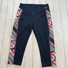 Fila Performance Navy With Geometric Design workout yoga running pants Size Larg
