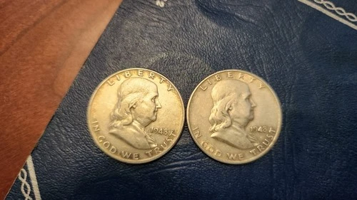 1948 P&D Franklin Half Dollars 90% SILVER 2 Coin Set