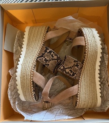 Crown Vintage Daylen Espadrille Wedge Sandals Sz 7.5 Worn Once! W/ Box Leather