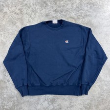 Champion Reverse Weave Sweatshirt Mens Medium Blue Crewneck Embroidered C Logo