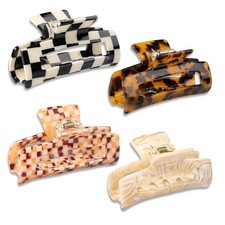Checkered Hair Claw Clips for Women Thick Thin Updos Long