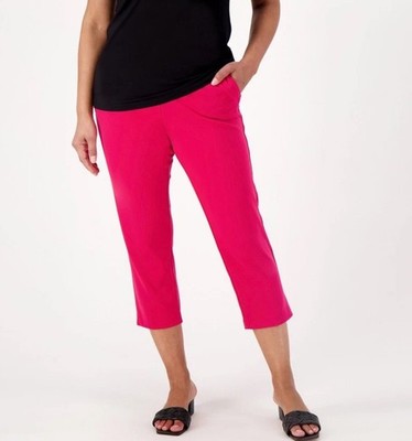 Susan Graver Regular LK Fusion Pull-On Crop Pant Passion Pink 2X A590692