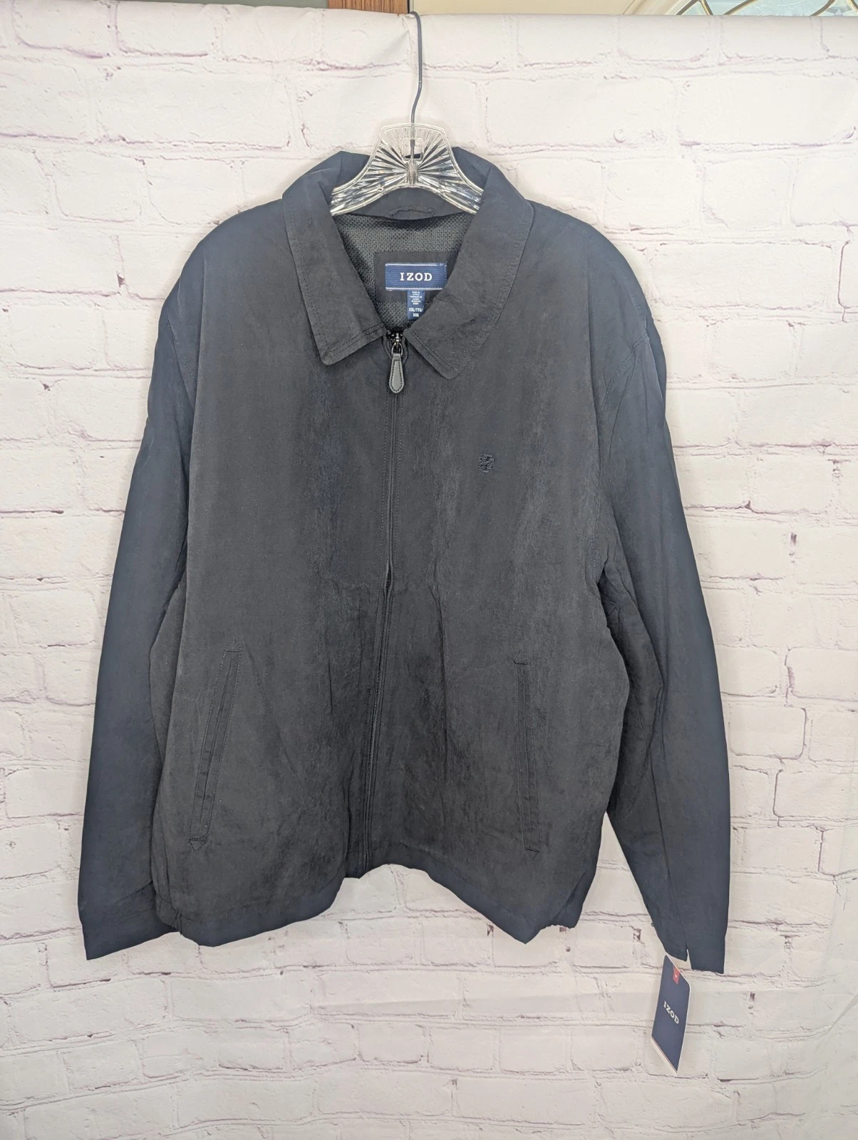 Men's Izod IZ7002 Black Softshell Lined Jacket With Pockets Logo Size XXL