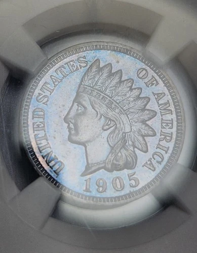 Blue Toned 1905 1C Indian Head Cent Proof - NGC PF64BN