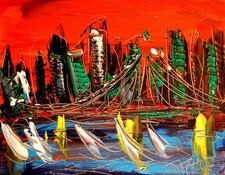 NYC   Abstract Modern Original Oil Painting  CANVAS BY KAZAV DDJU-8
