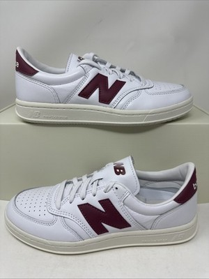 Size 8M New Balance CT500LPB Sneakers White Burgundy Leather Low Top Court Shoes