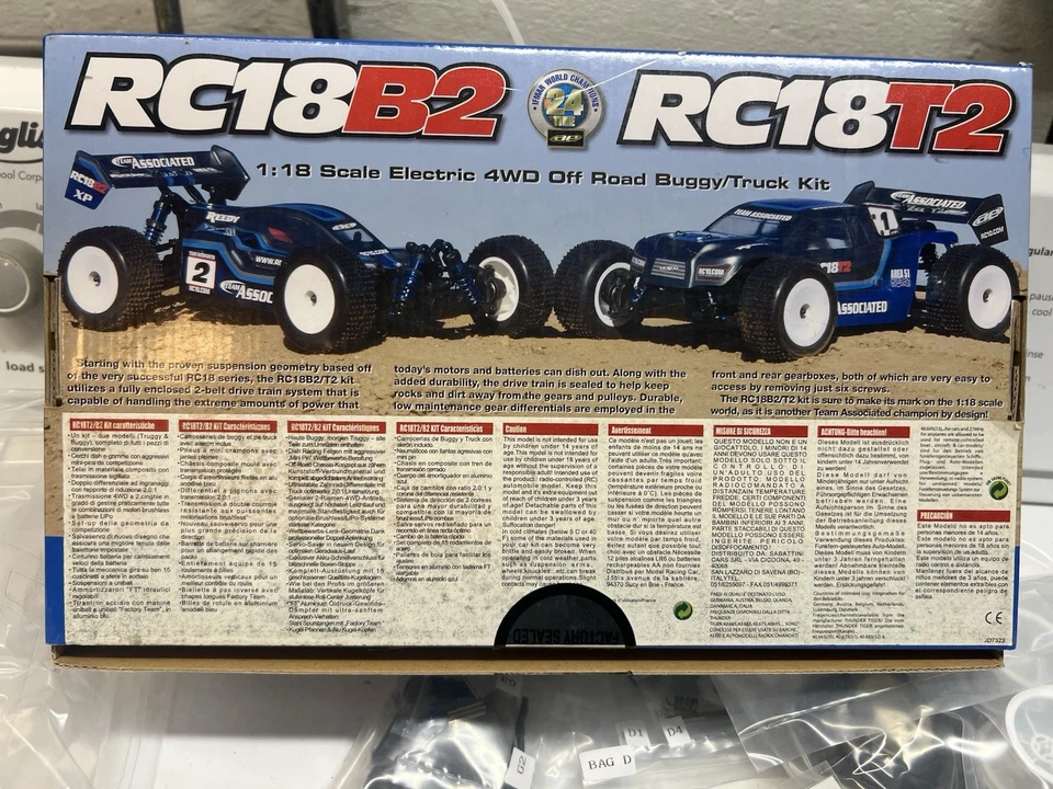 *罕见* Team Associated RC18B2 Rc18t2 4WD 1/18 Rc18b Rc18T 套件新品 — 第 3/4 张图片