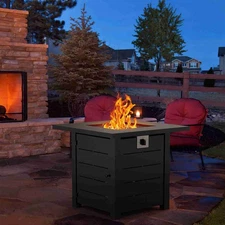 Fire Pit Table Propane Gas 28" Outdoor Fire Pit Rectangular Tabletop with Lid US