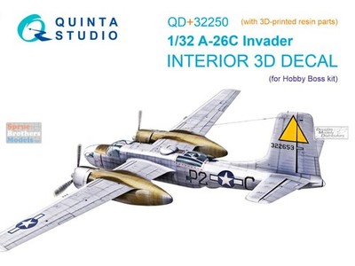 QTSQD32250R 1:32 Quinta Studio 3D Decal - A-26C Invader + Resin (HBS kit)