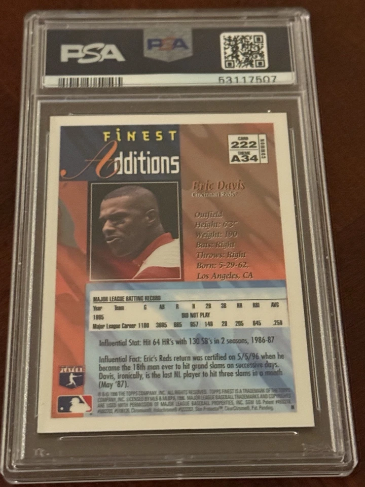 1996 FINEST #222 ERIC DAVIS PSA 10 - Image 3 of 3
