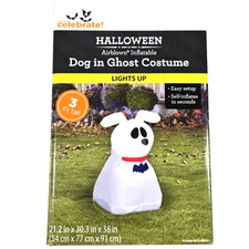 Dog In Ghost Costume Spooky Halloween Outdoor Yard Inflatable 3ft New