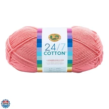 Lightweight 24/7 Cotton Yarn for Knitting, Crocheting, and Crafts, Pink, 1 Pack