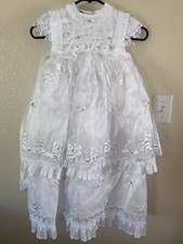Baby Girl Baptism Overlay Christening Gown With Bonnet White Size 2 T