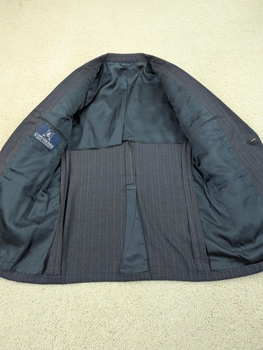 Kuppenheimer Tuta Uomo 38S 29x29 Grigio Gessato Lana 2 Pezzi Giacca Pantaloni USA VINTAGE - Foto 9 di 23