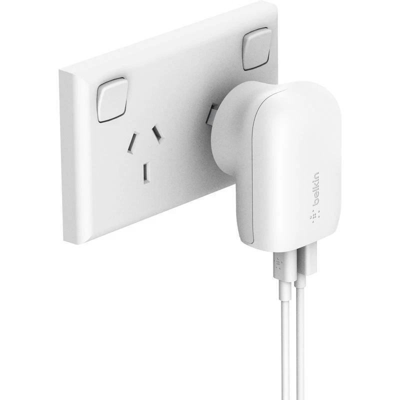 Cargador de pared Belkin BoostUp 20W USB-C + 12W USB-A doble puerto WCB004AUWH genuino Foto 4 de 4
