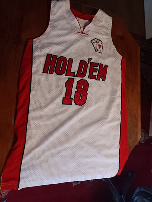 HOLD 'EM 4 ACES POKER CARD PLAYER VINTAGE BASKETBALL JERSEY TEXAS HOLD 'EM