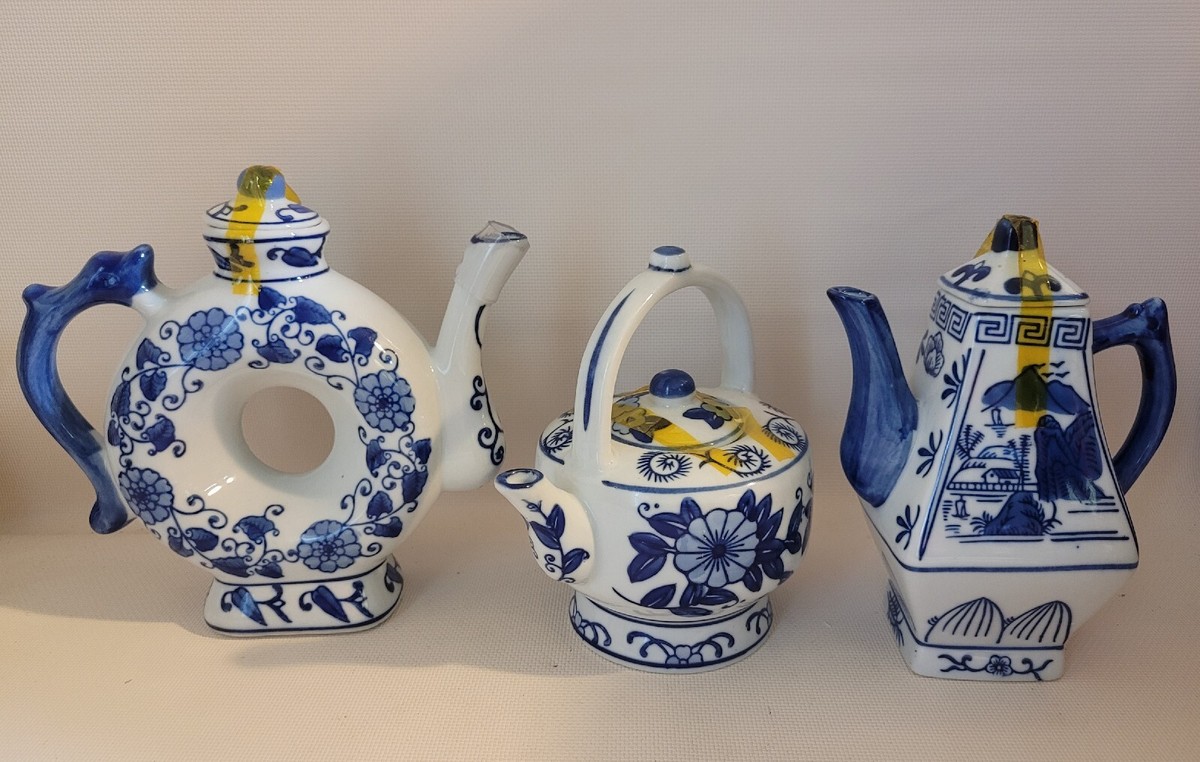  Blue Tea 3種せっと Rare Set Of 3 Chinese Blue and White Decorative Teapots | eBay