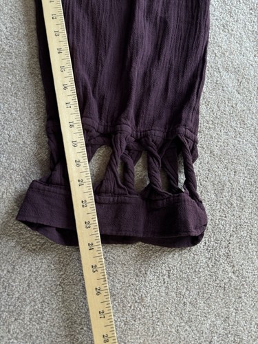 Oh My Gauze Pants XS S Purple Maroon 100% Cotton Gauze Lagenlook Art To Wear - Picture 6 of 8