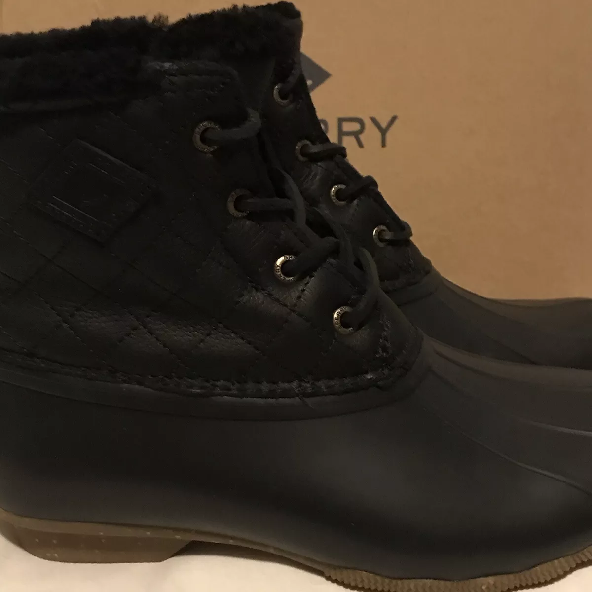 NEW SPERRY Women s 8.5 M Saltwater Winter Lux Boot Black Wool W Thinsulate 84618