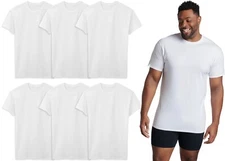 6 White Tall Man 2XLT 50-52 Inch Crew Neck T-Shirts Fruit Of The Loom 127-132 CM