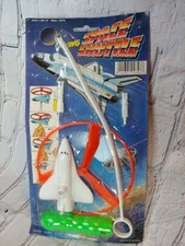 1980s Nasa Space Shuttle Flying Zip Toy New on Card NOS Hong Kong Pull cord