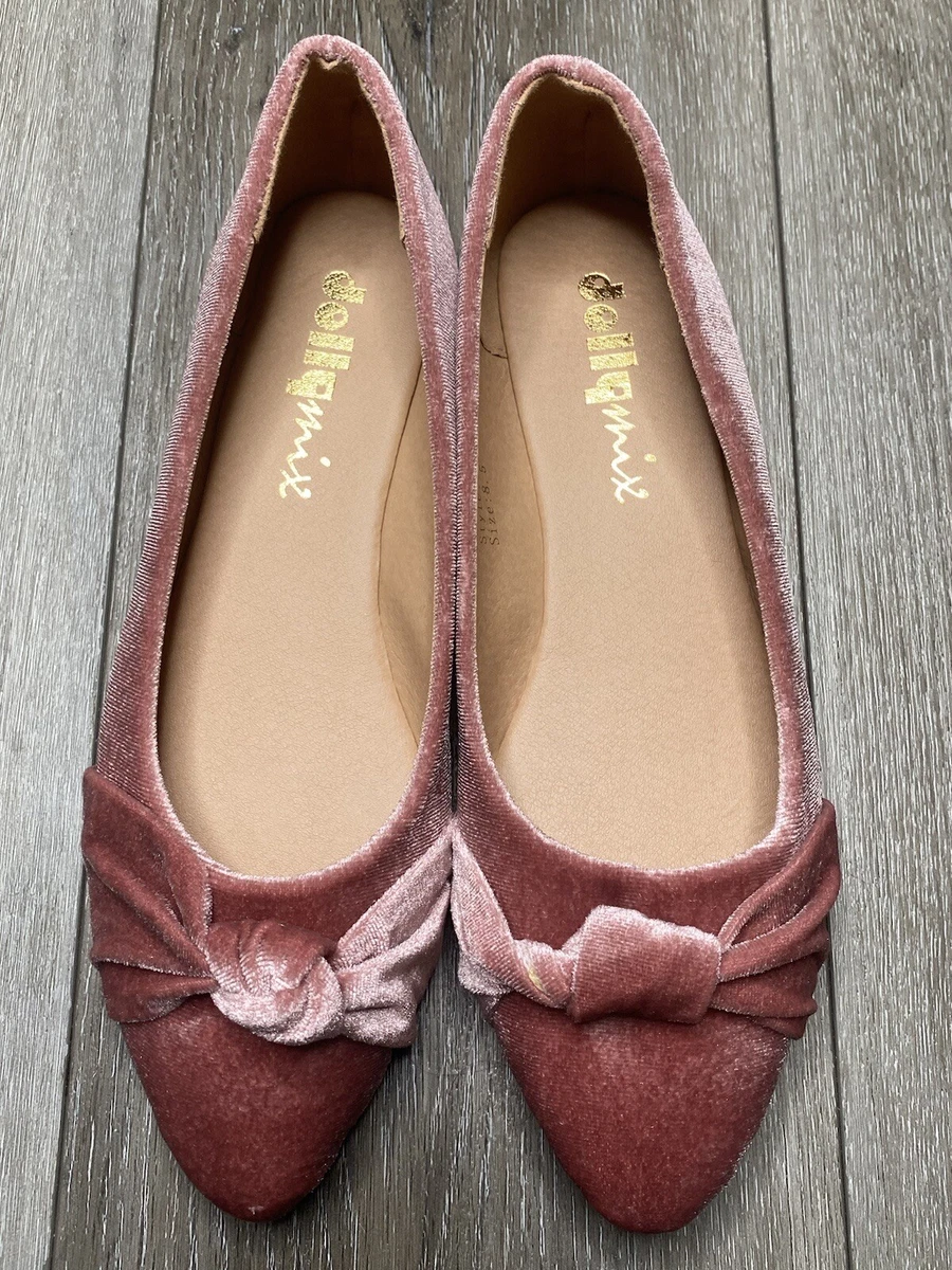 Blush velvet flats clearance