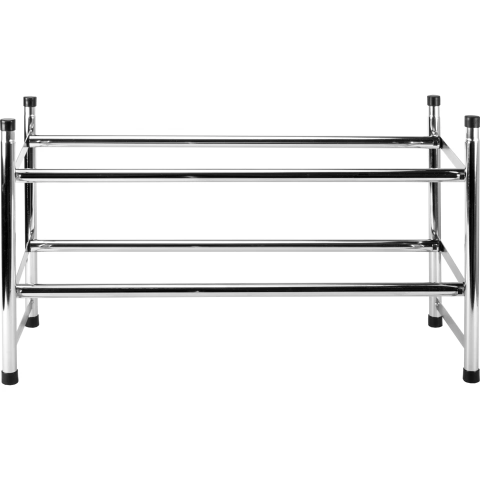 Scarpiera 12 paia scarpe salvaspazio in metallo estensibile 2 ripiani impilabile - Immagine 3 di 4