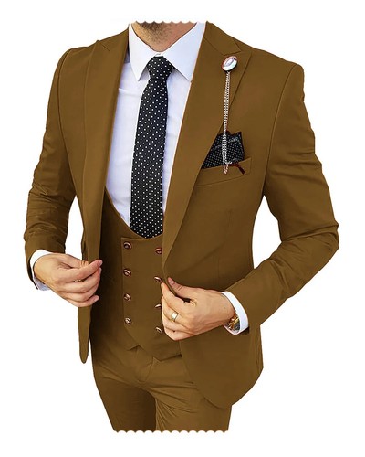 Formal Men 3 Piece Wedding Suits Wedding Suit Costume (Blazer+Pants+Vest) - Picture 10 of 42