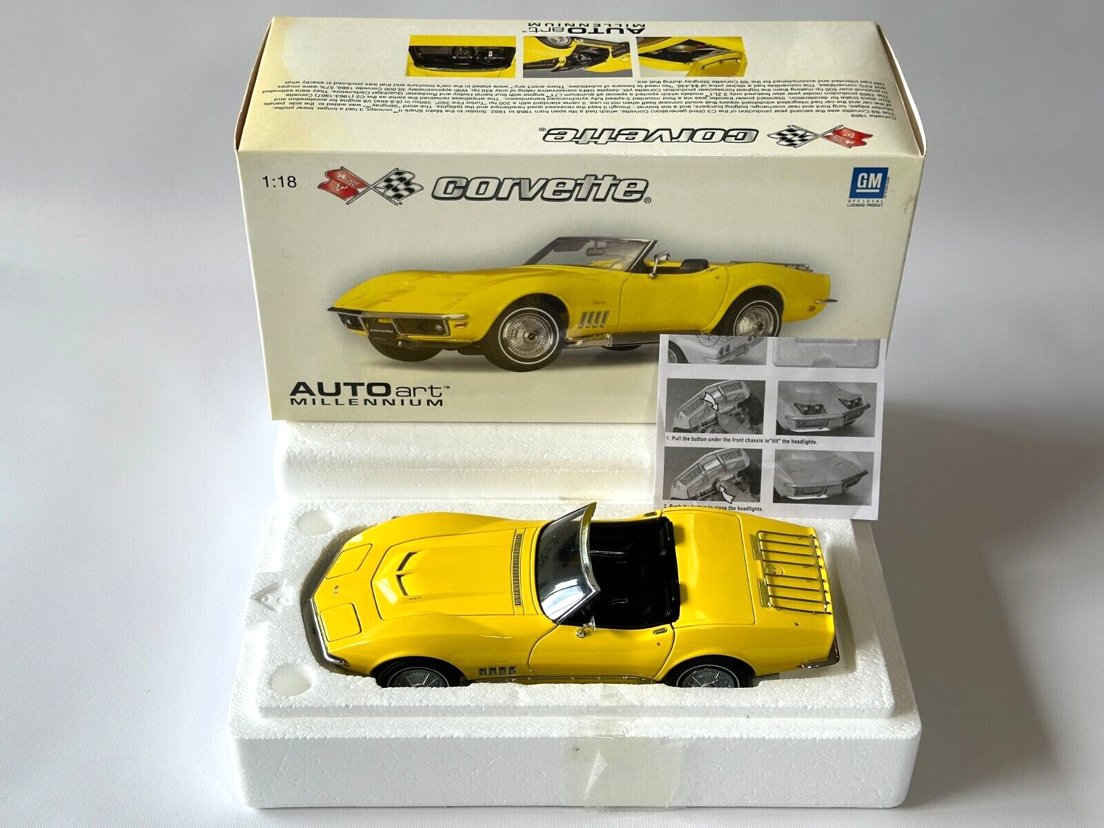 AUTOart MILLENNIUM 1/18 CORVETTE 1969 Limited Editon Yellow Diecast Model Car