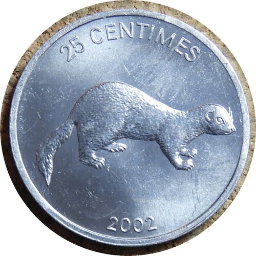 elf Congo Democratic Rep 25 Cent 2002 Lion African Striped Weasel - Imagen 1 de 2