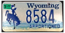 Wyoming 1997 APPORTIONED TRUCK License Plate 8584!
