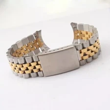 13mm 17-22mm Two Tone Jubilee Curved End Bracelet Stainless Steel Watch Band