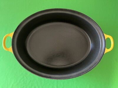 Vintage Le Creuset No. 43 Roaster Roasting Pan Yellow Enameled